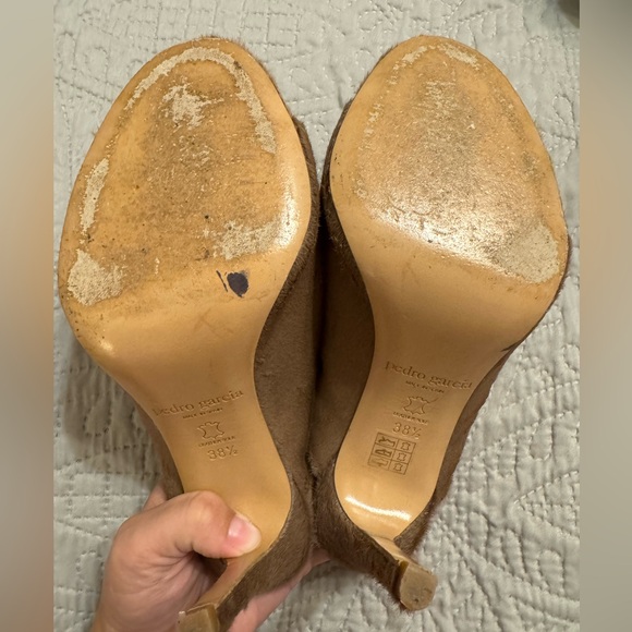 Pedro Garcia Tan Calf Hair Open Toe Stiletto Pump Size US 7.5 / EU 38.5 Women’s - Picture 8 of 9